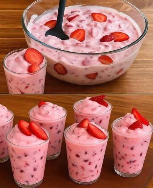 Vienkāršs žemeņu desertas, paruošiamas per 2 minutes