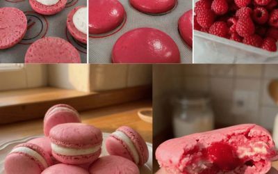 Vanilės ir aviečių makaronas (itališkas meringue ir itin kreminis namelaka)