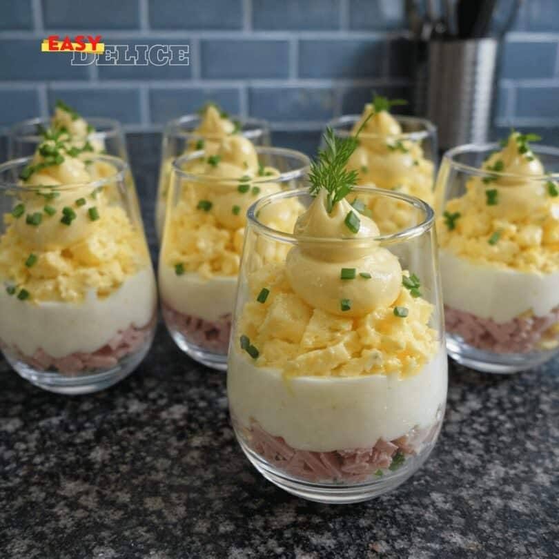 Mimozos kiaušiniai stiklinėse: švieži, lengvi ir rafinuoti
