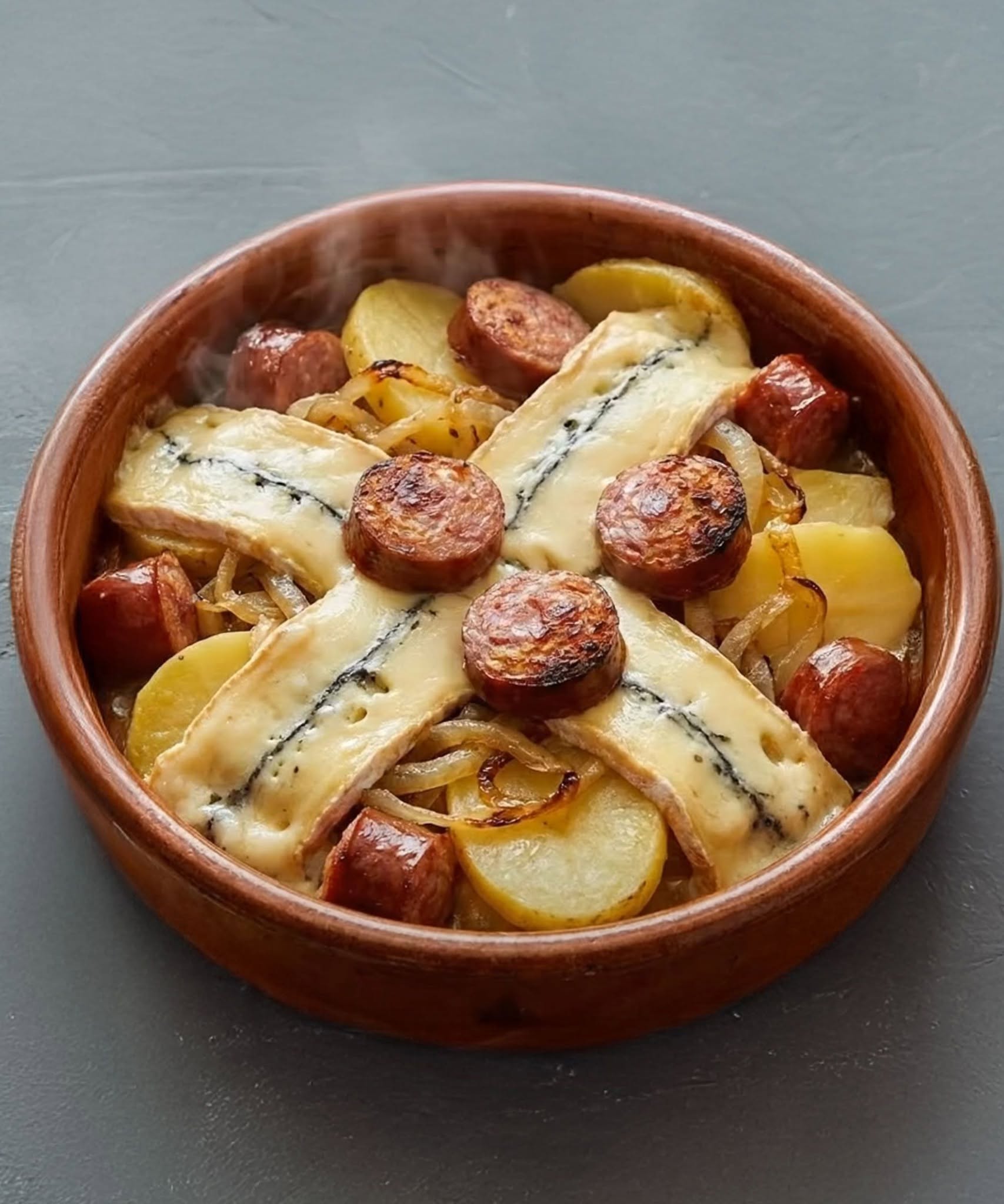 🧀Gurmaniškos keptuvėje keptos bulvės, dešrelės ir lydytas sūris