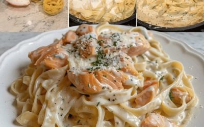 Tagliatelle su šviežia lašiša, krapais ir parmezano migdolų plutele