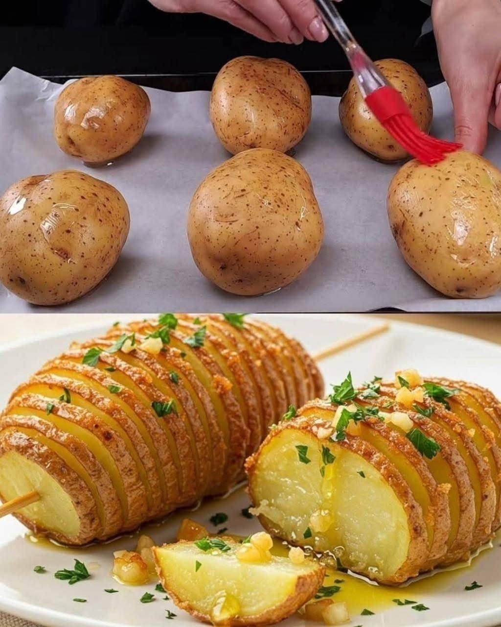 Keptos bulvės su česnaku ir žolelėmis
