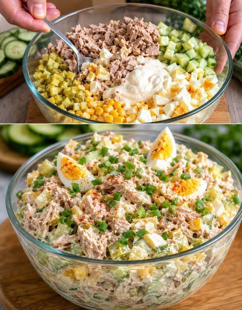 Aš tai gaminu du kartus per savaitę: tuno salotos su jogurtu.