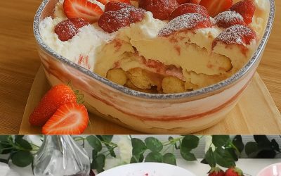 Braškių ir šarlotės tiramisu gabalėlis – gaivus ir elegantiškas receptas
