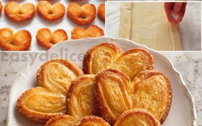 Karamelizuotos sluoksniuotos tešlos „Palmiers“ sausainiai – auksiniai, itin traškūs ir lyg kepyklėlėje!